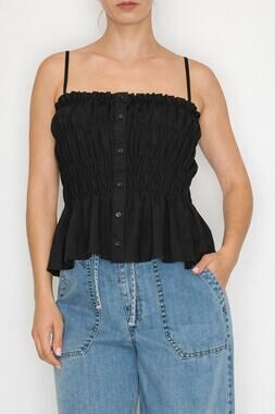 Stitch & Co Woven Sleeveless Smocked Layering Top - L